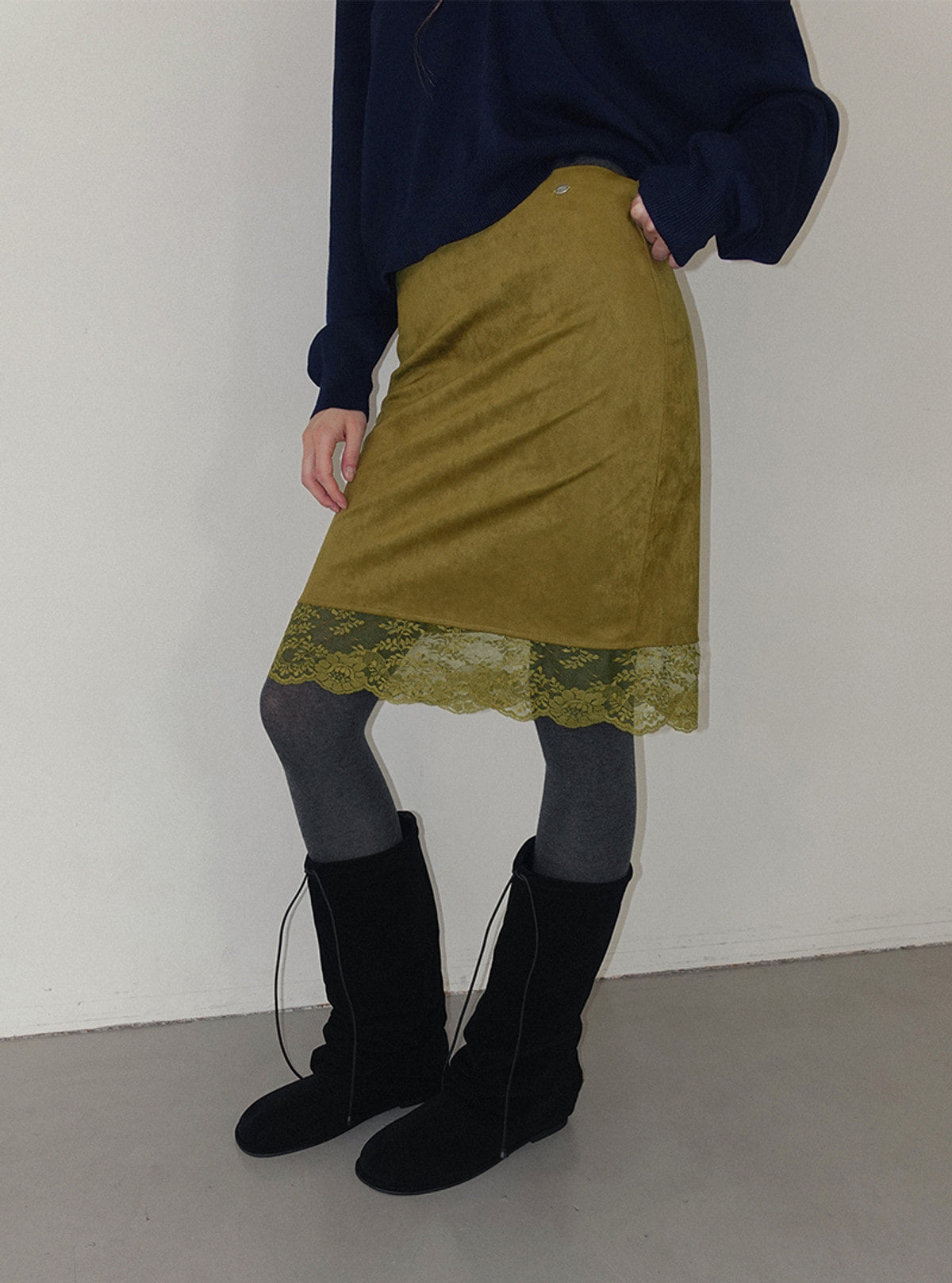 Pia suede lace midi skirt | View 3