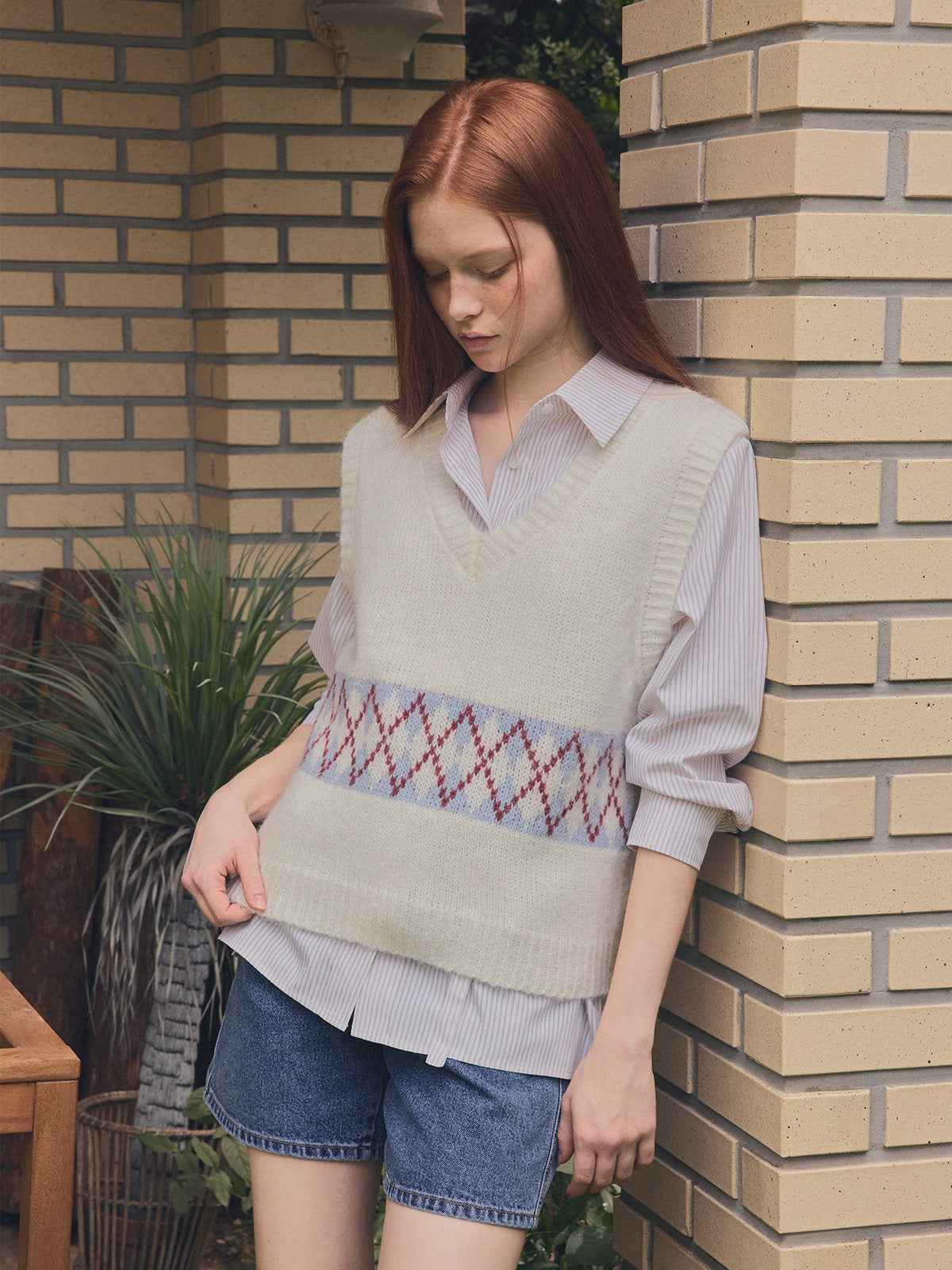 [TWEE] Senit Argyle Strickweste