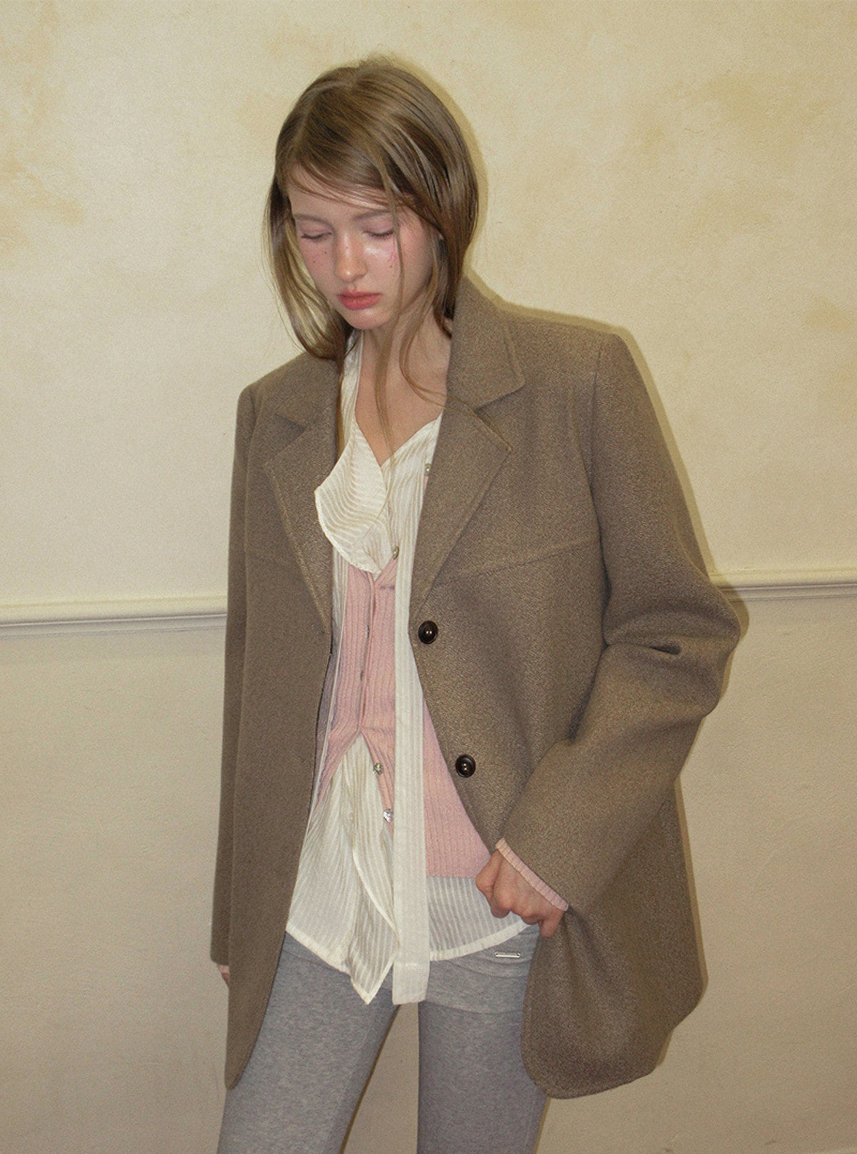 TWEE Denz classic oversized long sleeve jacket | Product styling view 11