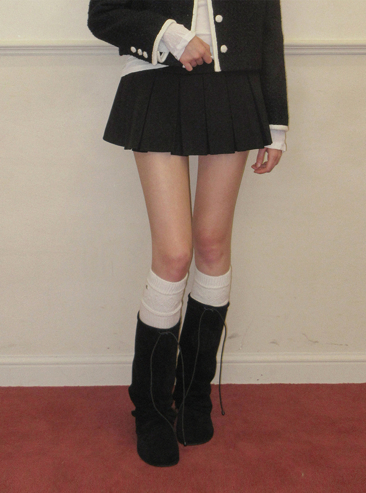 TWEE Hesi suede pleated mini skirt | Product styling view 17