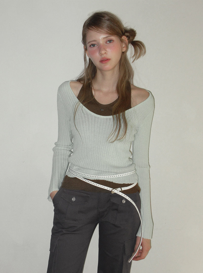 TWEE Besit halter layered long sleeve knit | Product styling view 7