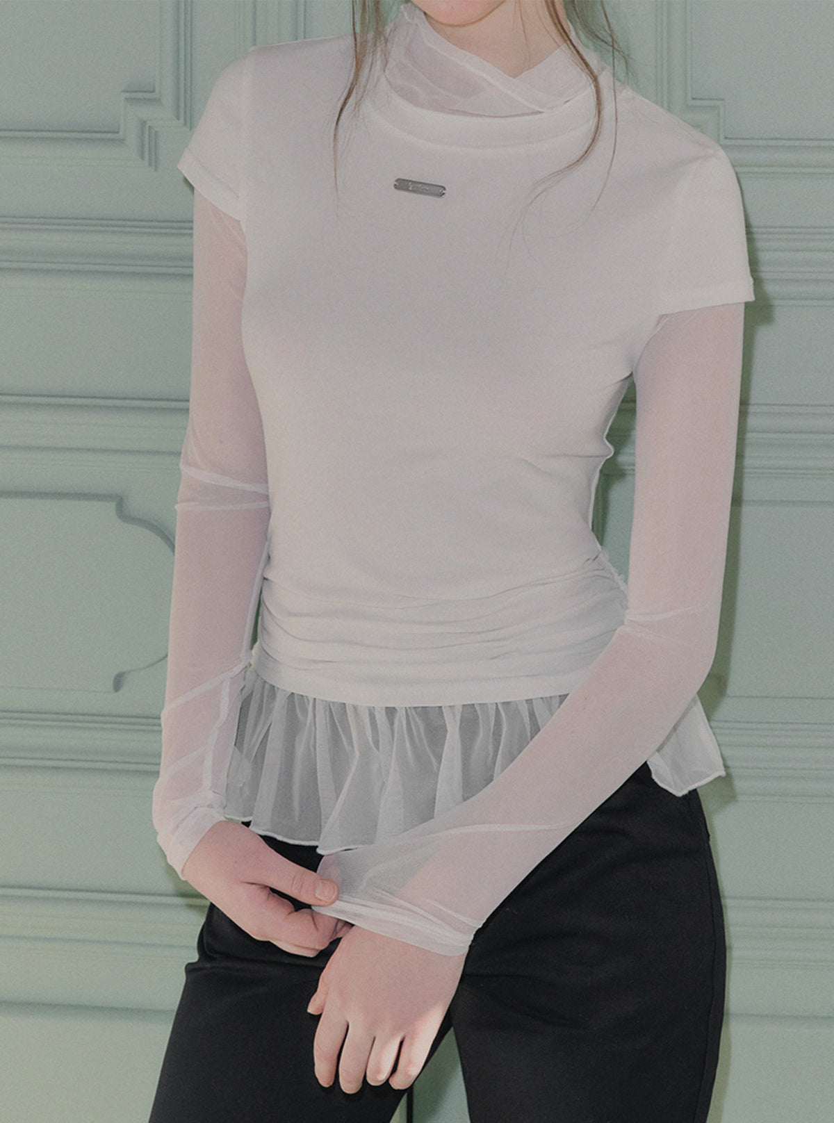 Perin Sheer Layered Long-Sleeve Blouse