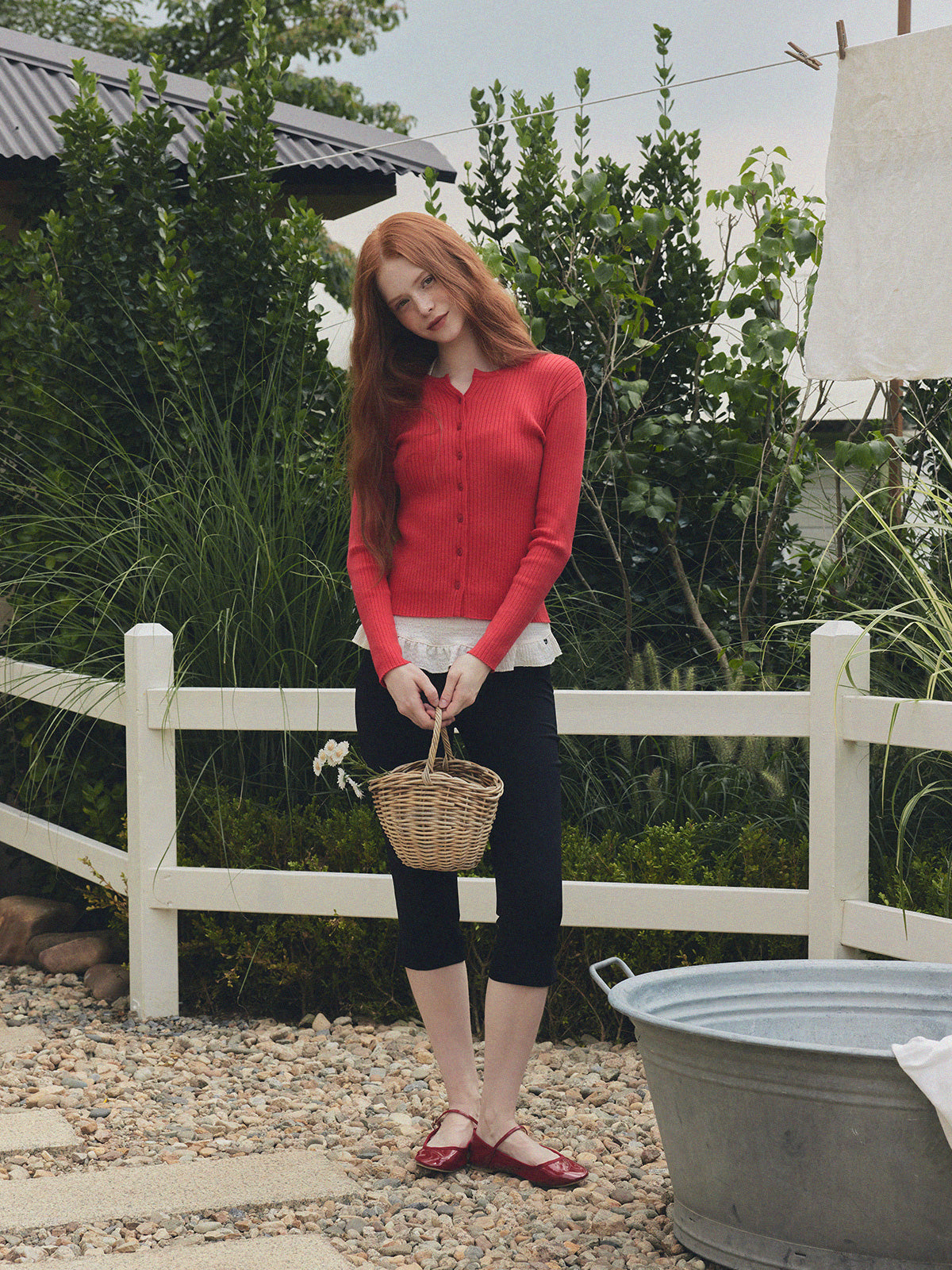 【TWEE】Juvied Button Rippstrick-Cardigan