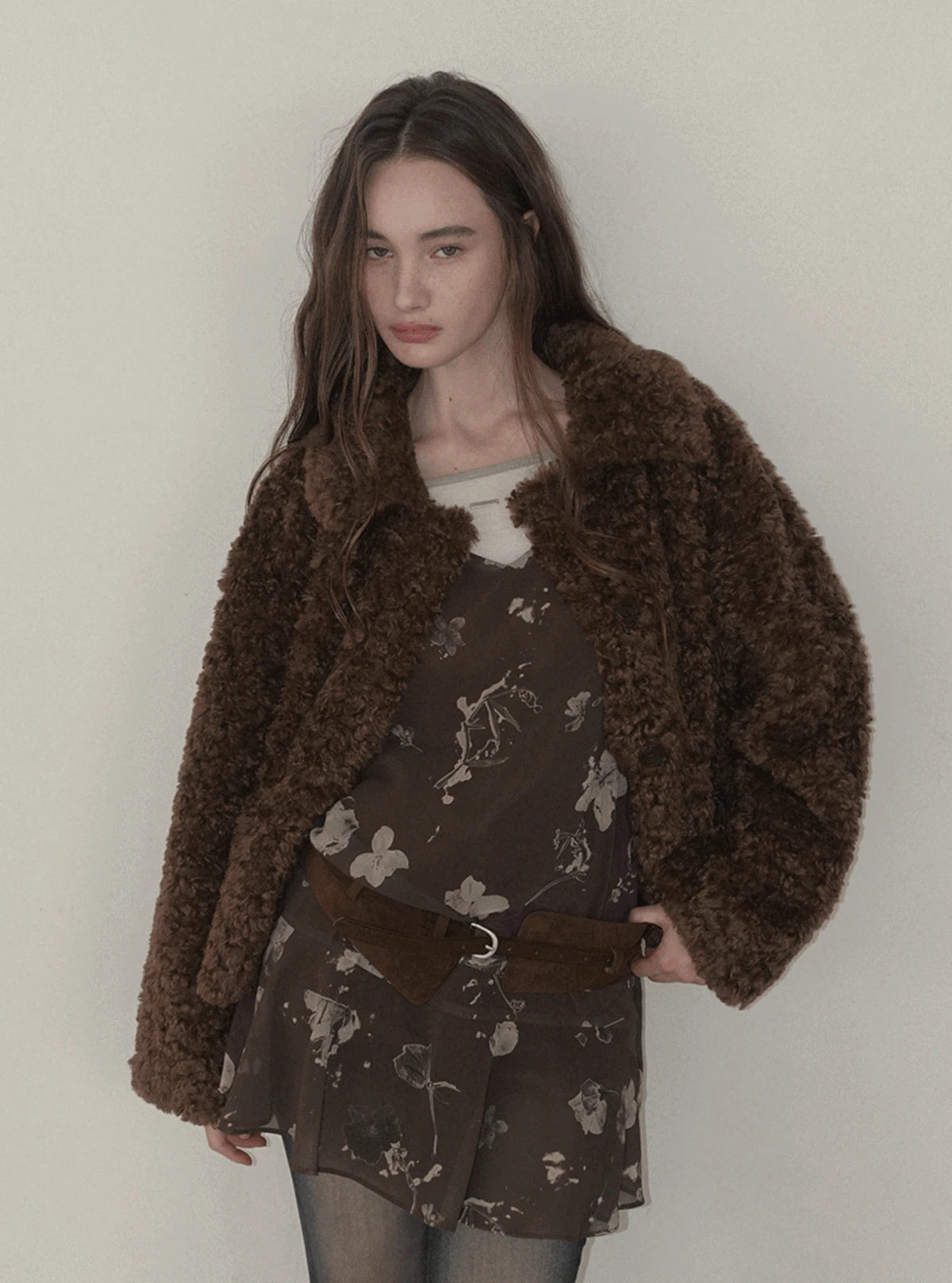 Boel shearling collar fur jacket | Main
