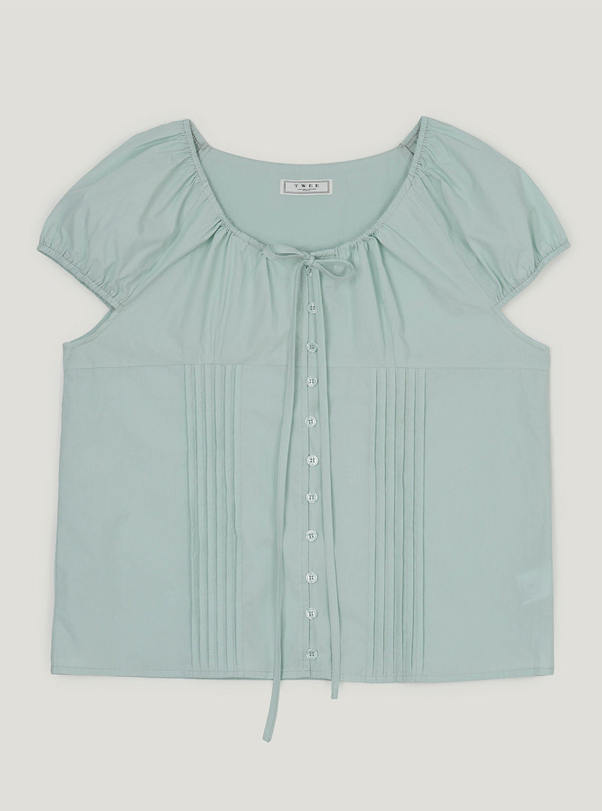 Oten pintuck cap sleeve short sleeve blouse