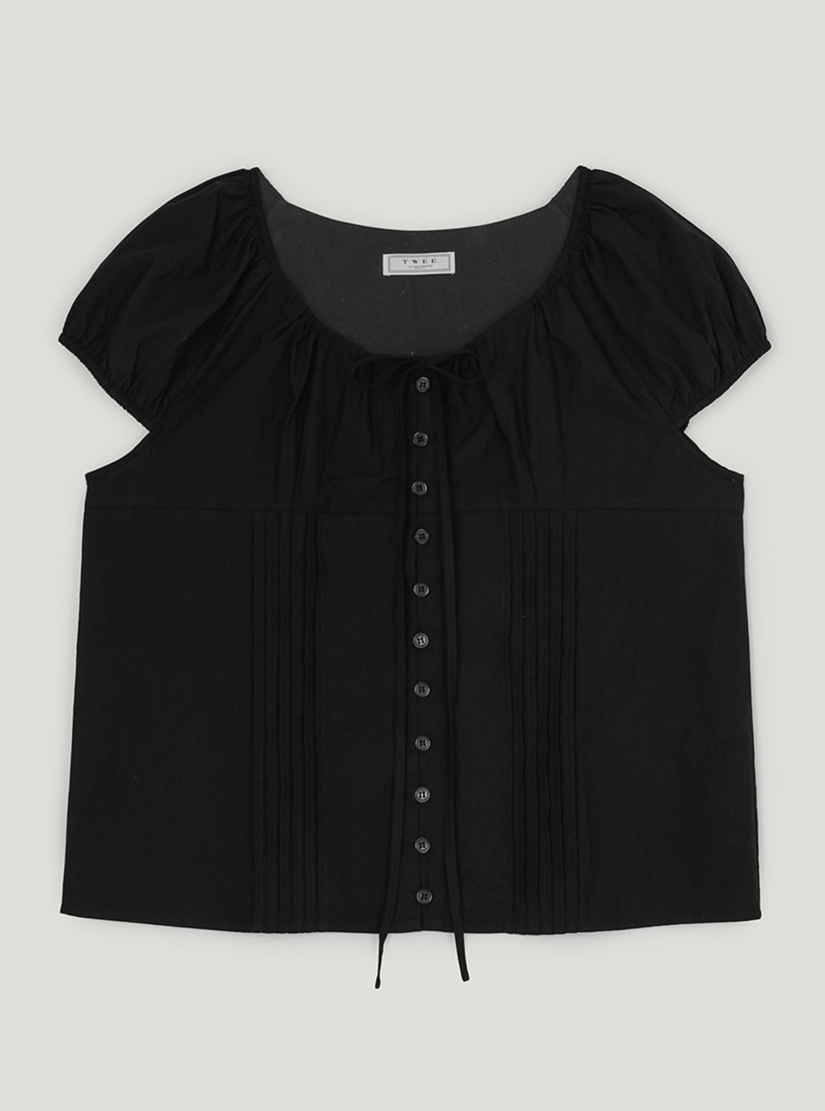 Oten pintuck cap sleeve short sleeve blouse