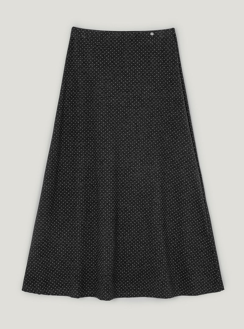 Pondi dot flare maxi long skirt | Charcoal cutout