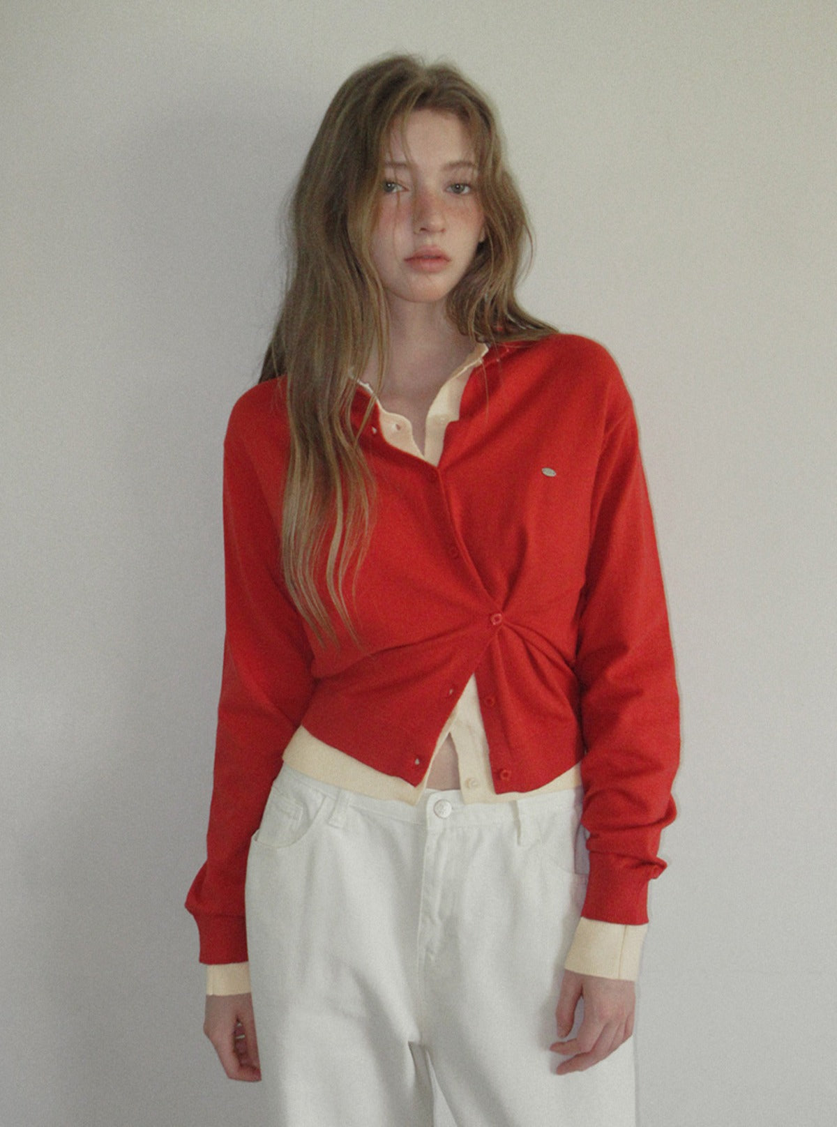 TWEE Clone asymmetric two-way knit long sleeve cardigan | Main product image