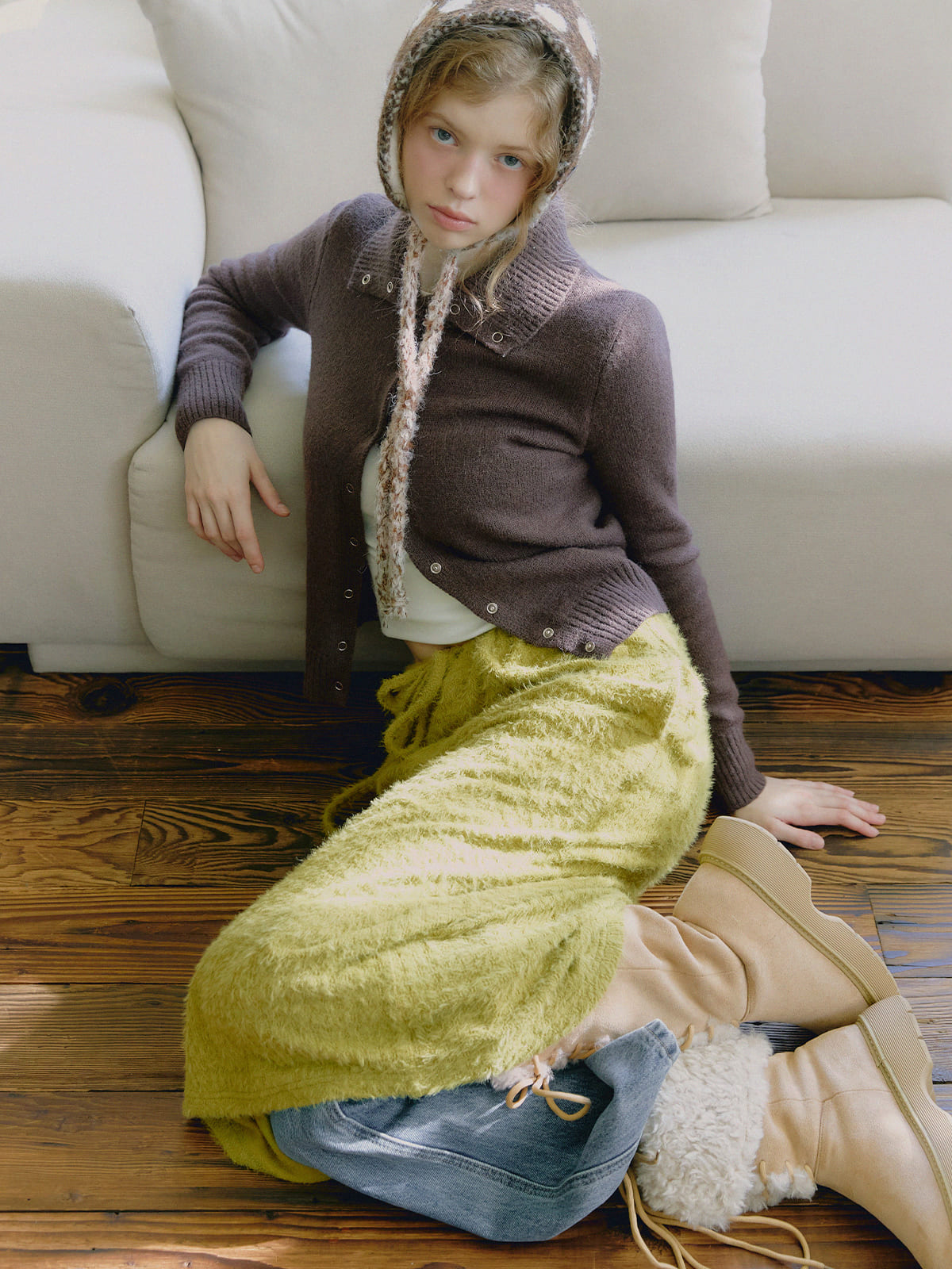 [TWEE] Áo khoác cardigan cổ cao cài nút bấm Conna