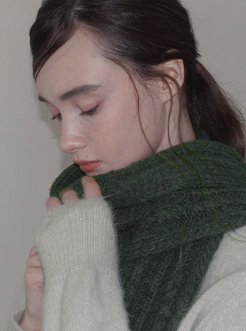 Dehen basic color ribbed knit muffler | View 8