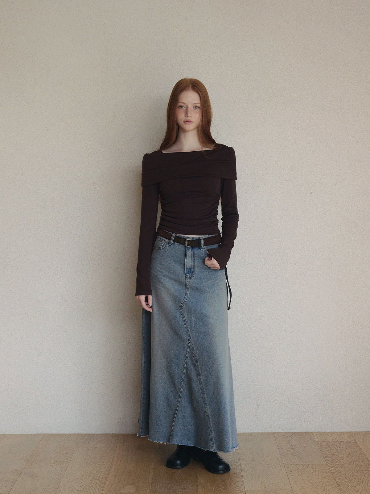 Dwin 2-Way Drape Strap Long Sleeve Tee