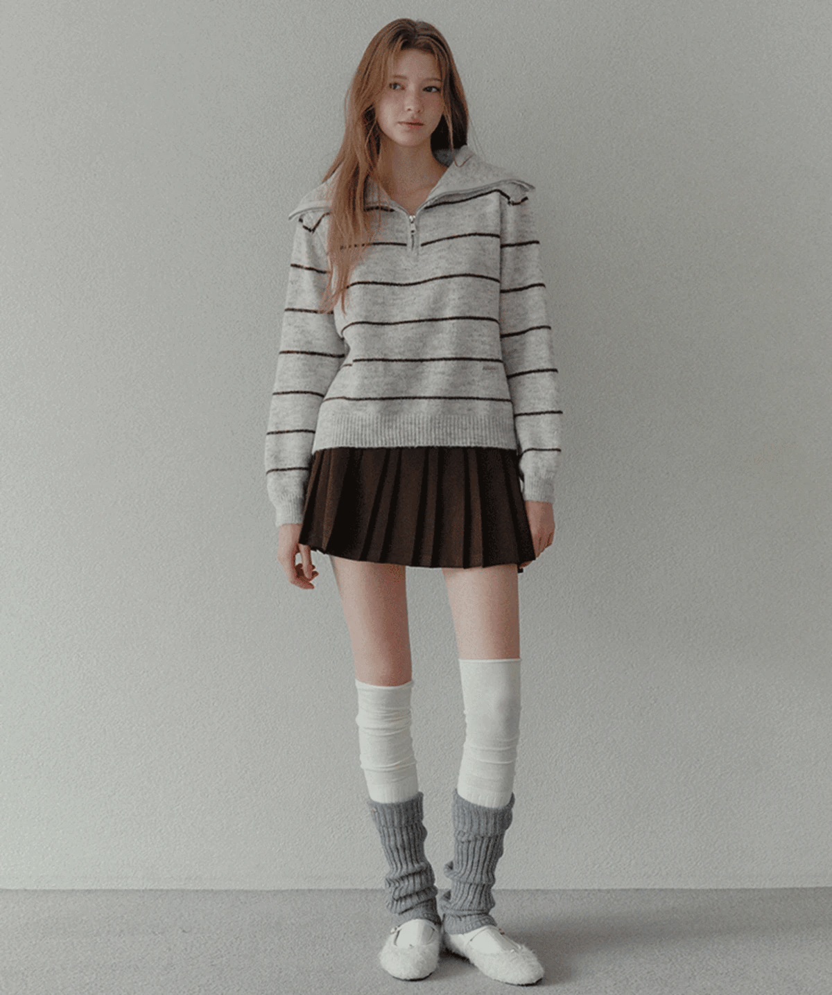 Hazel stripe half-zip long sleeve knit | View 3