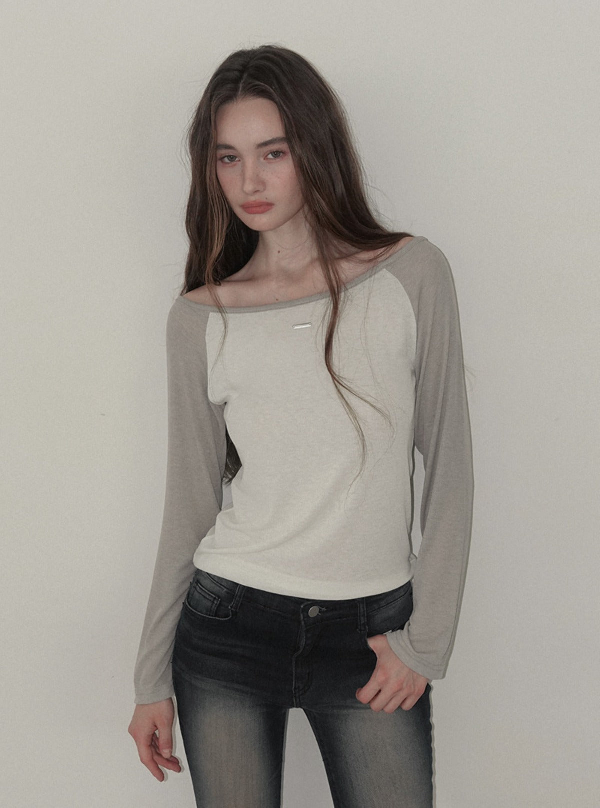 Dneon contrast raglan long sleeve T-shirt | Main