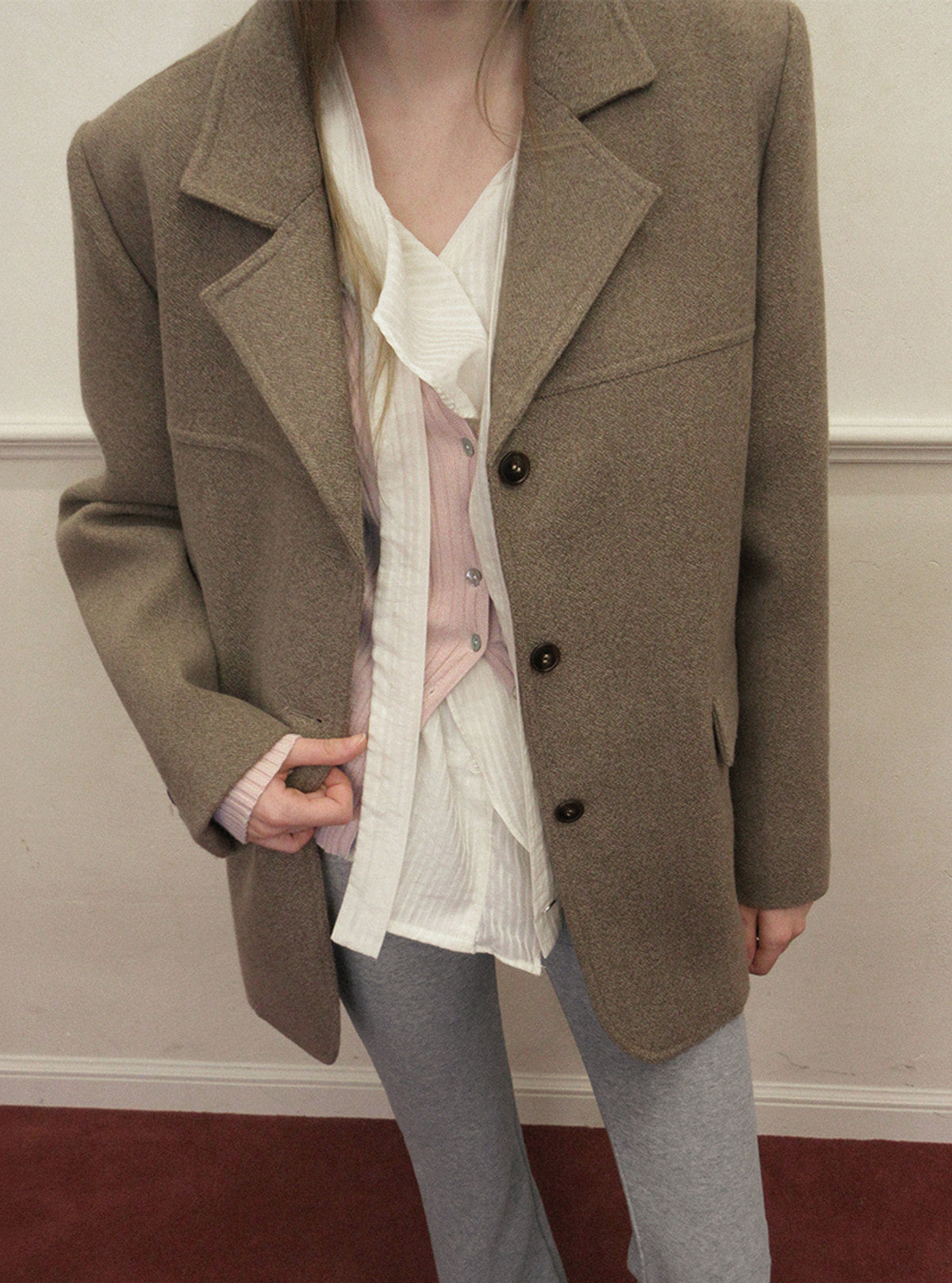 TWEE Denz classic oversized long sleeve jacket | Product styling view 13
