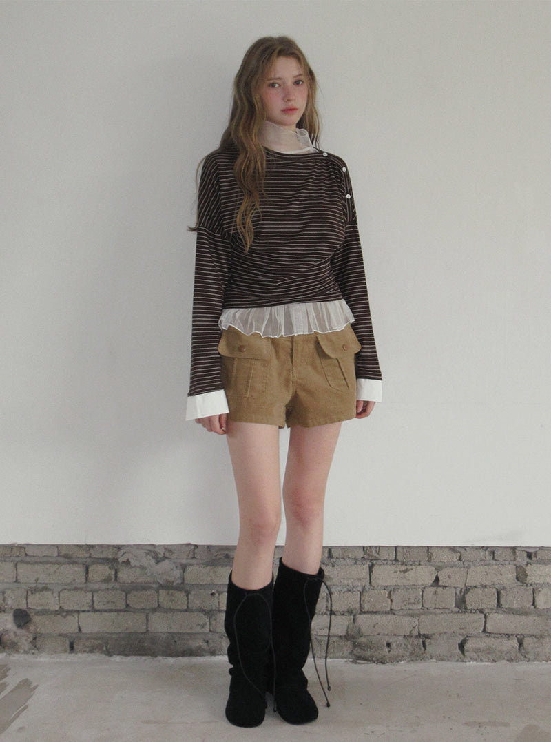 TWEE Nutt big pocket corduroy shorts | Product styling view 4