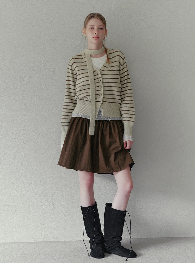 Pelia stripe knit long sleeve cardigan (strap set) | View 4