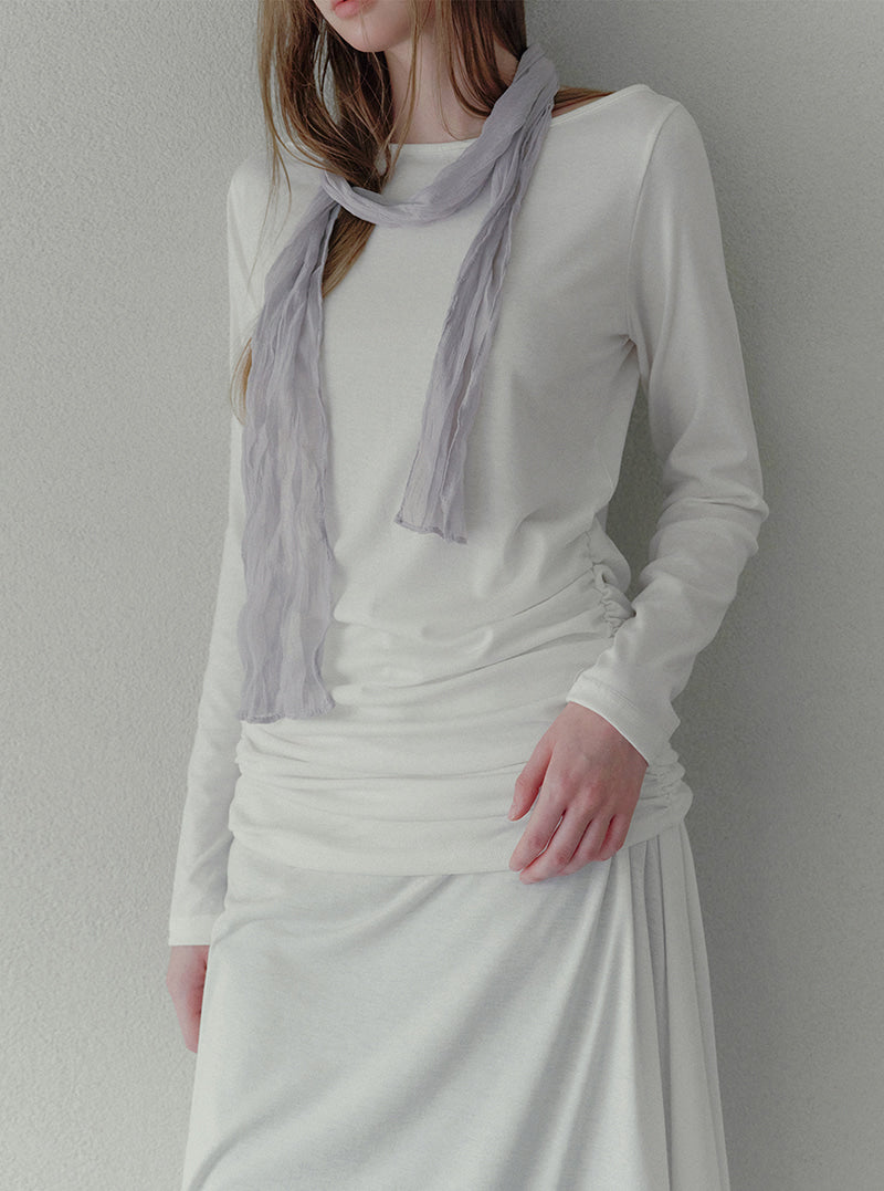 Elli shirring boat neck long dress | View 5