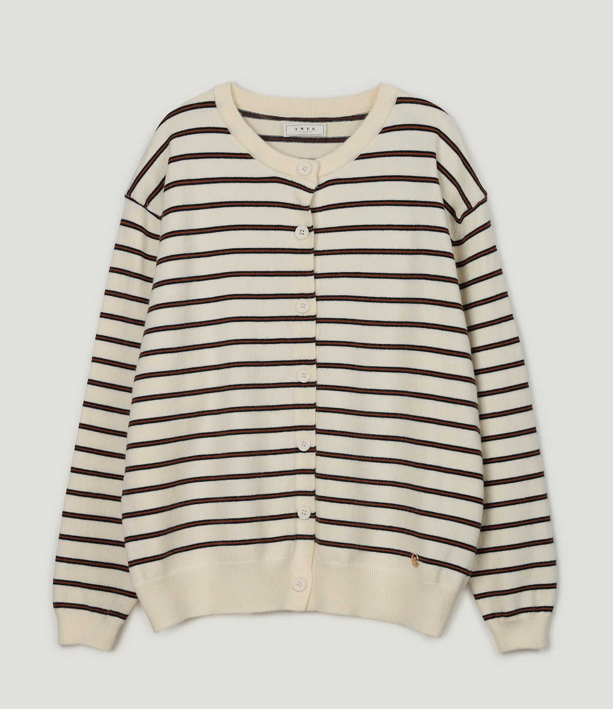 【TWEE】Eton Streifen Rundhals Langarm-Cardigan