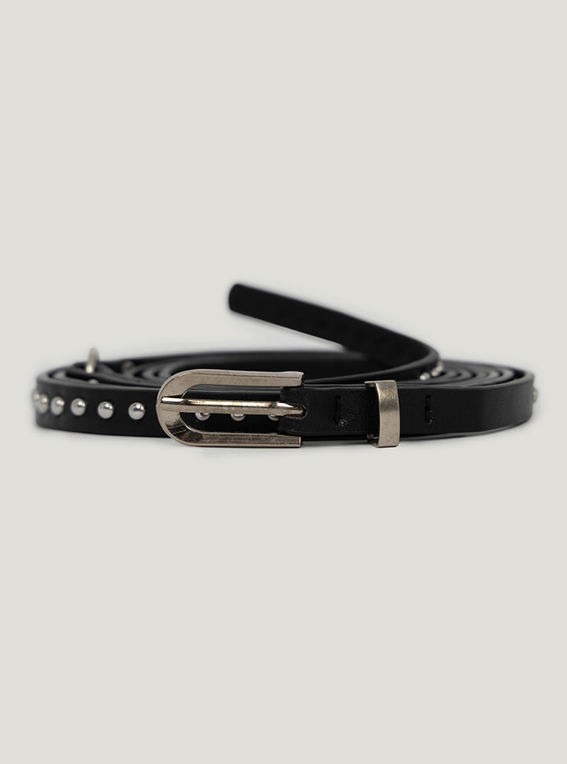 TWEE Polki stud thin double long belt | Black product-only view