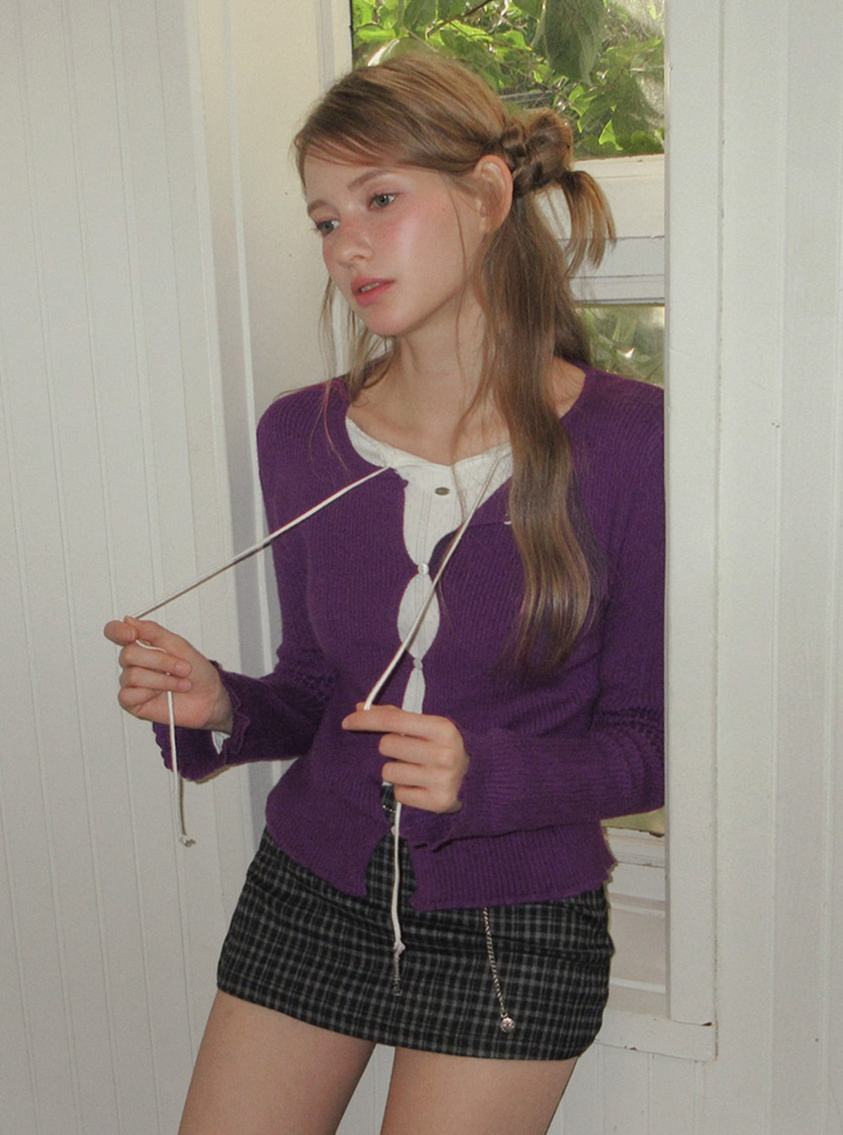TWEE Hipston button ribbed knit long sleeve cardigan | Main product image
