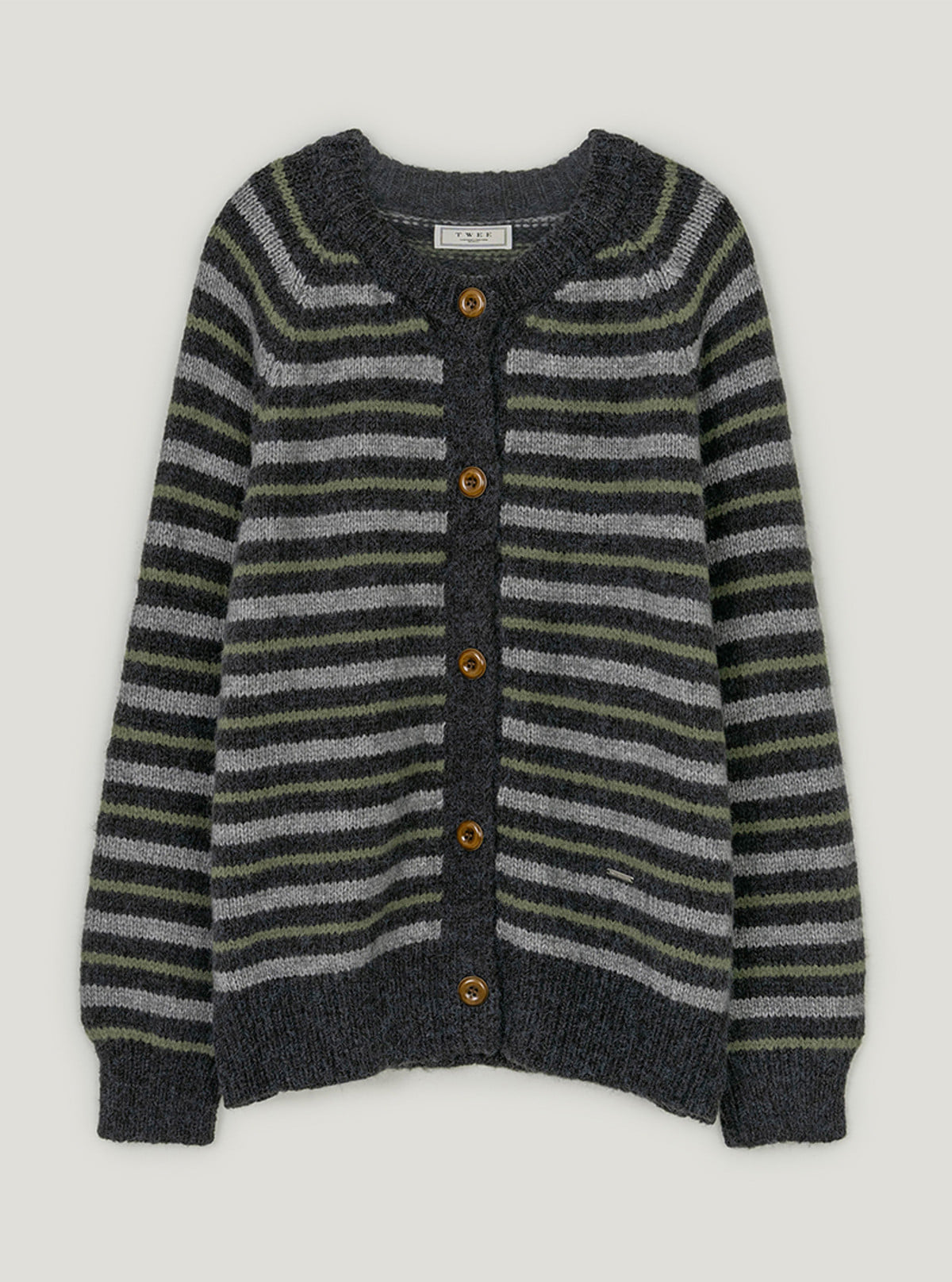 Lego multi-stripe knit long sleeve cardigan | Charcoal cutout