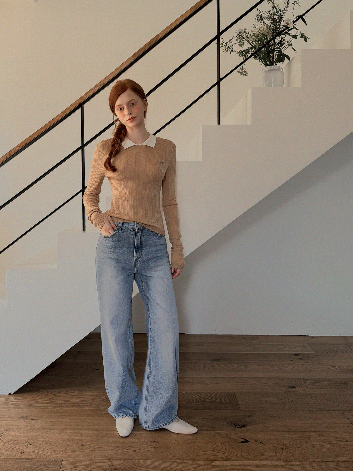[TWEE] Maglia a maniche lunghe con collo a contrasto Rimet