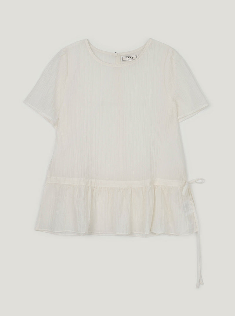 Serin pleated string blouse | White cutout
