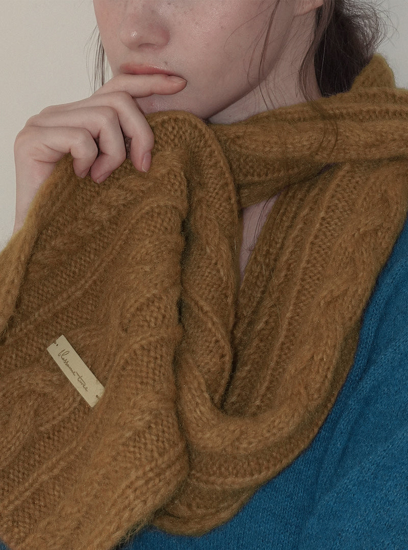 Dehen basic color ribbed knit muffler | View 3
