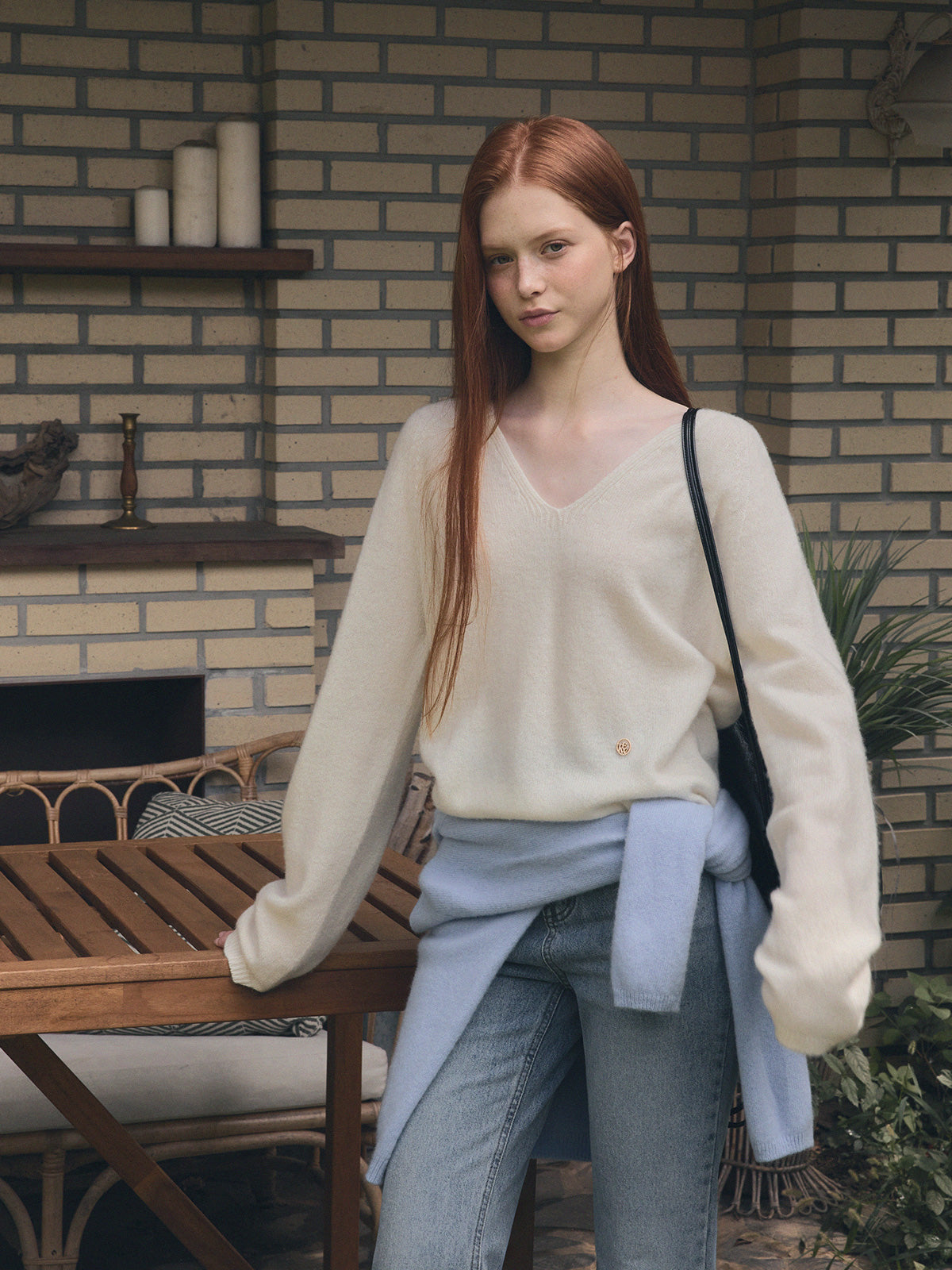 [TWEE] Longc Wool Pastell V-Ausschnitt Langarm Strick