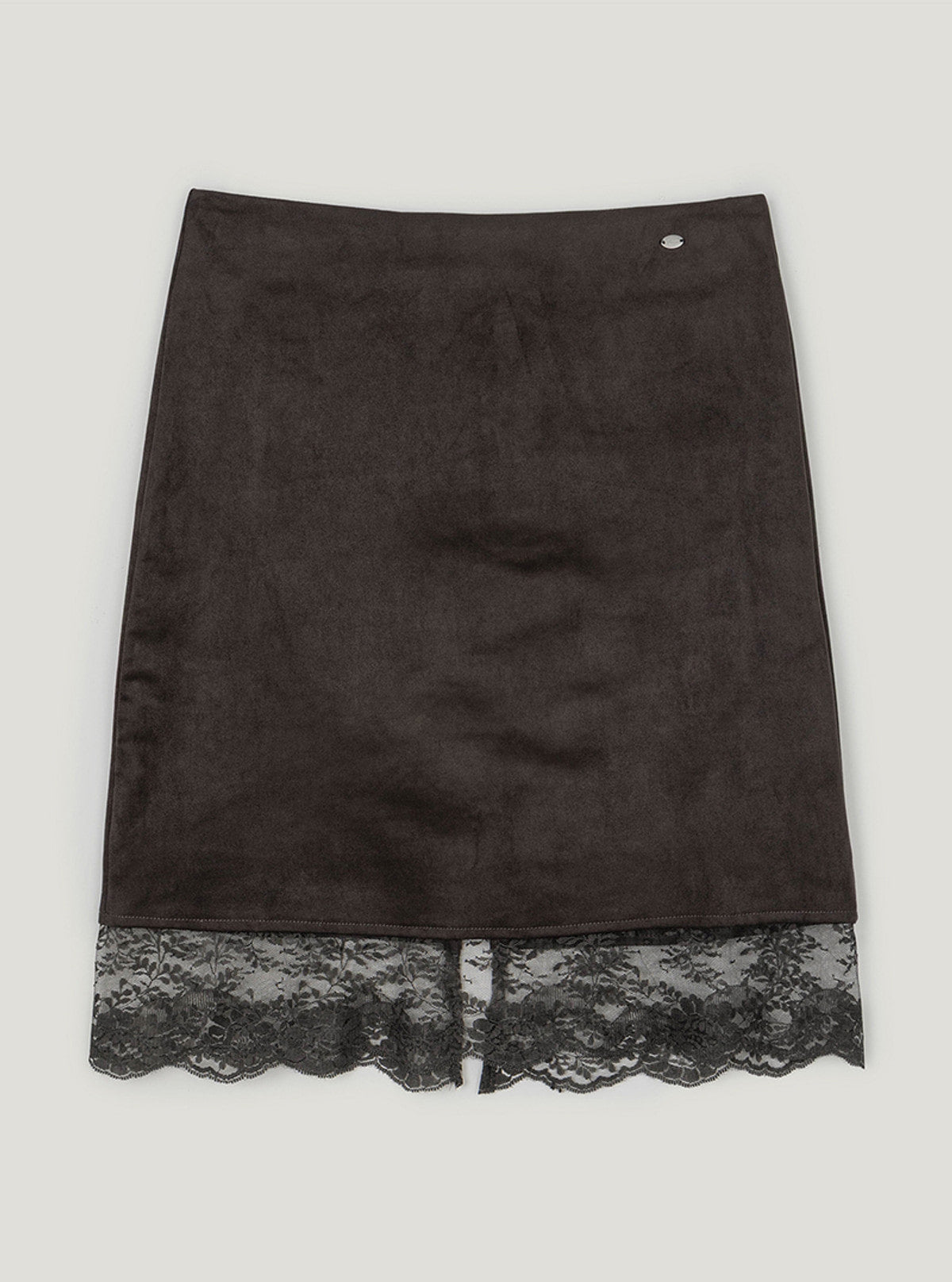 Pia suede lace midi skirt | Brown cutout