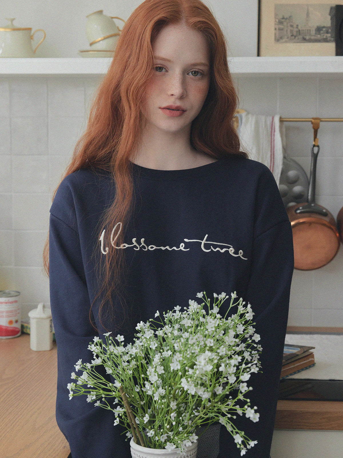 Poeden Big Lettering Embroidered Sweatshirt