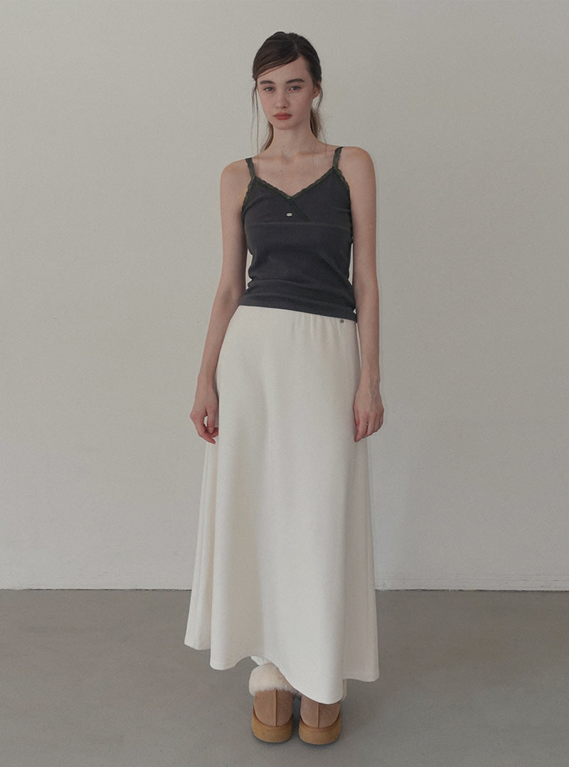 Castle banding flare maxi long skirt | View 8