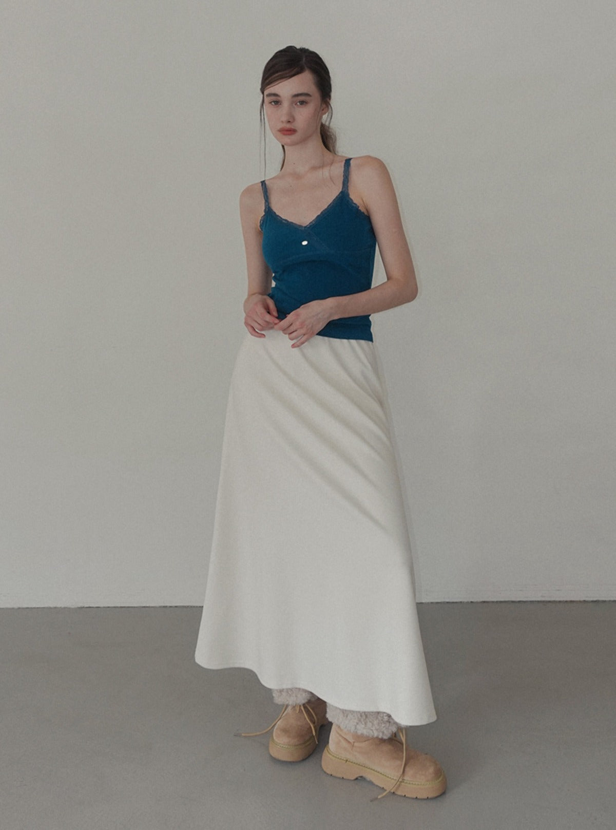 Castle banding flare maxi long skirt | Main