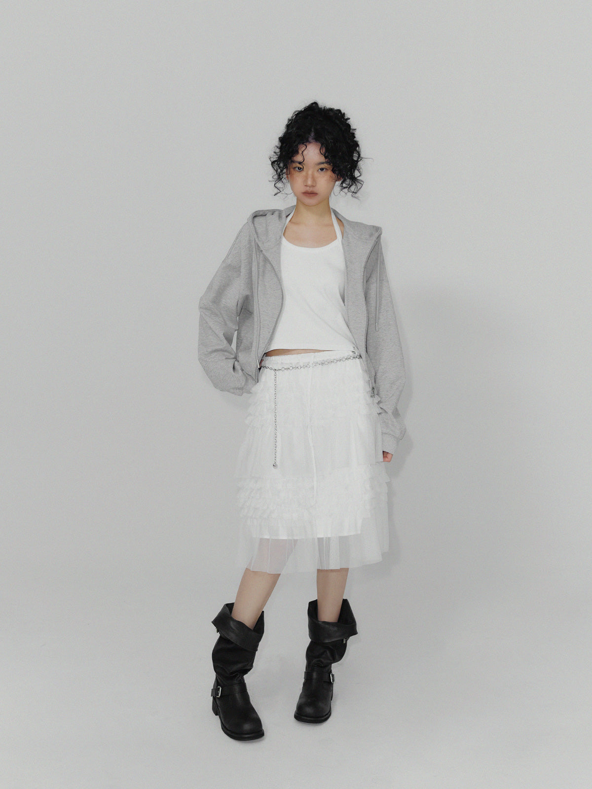 [TWEE] Hachu Gonna Midi a Balze in Chiffon