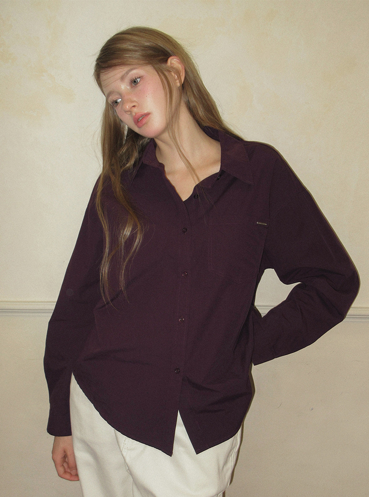 TWEE Patter basic pocket long sleeve shirt | Product styling view 7
