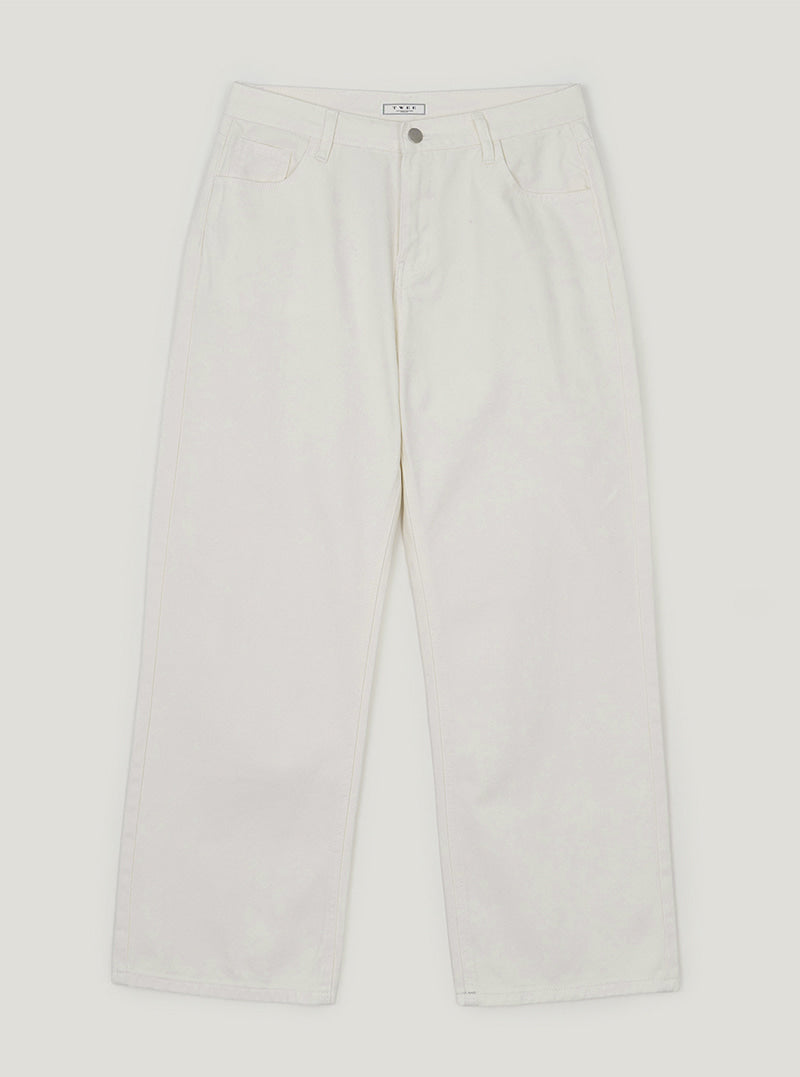 TWEE Pellit basic semi-wide long pants | Ivory product-only view