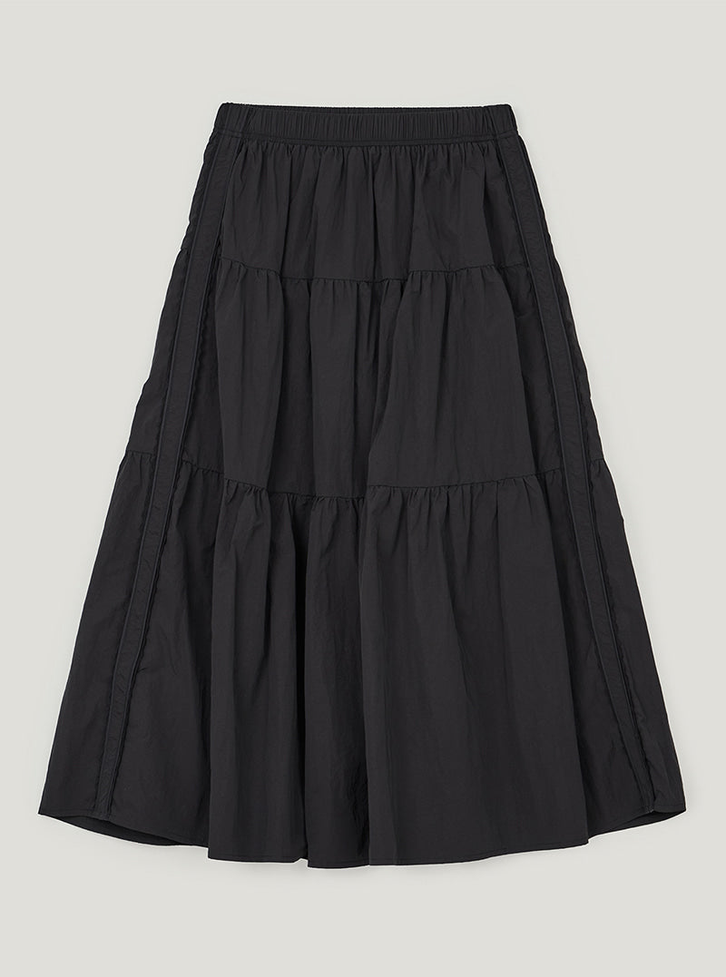 TWEE Jure lace nylon tiered long skirt | Black product-only view