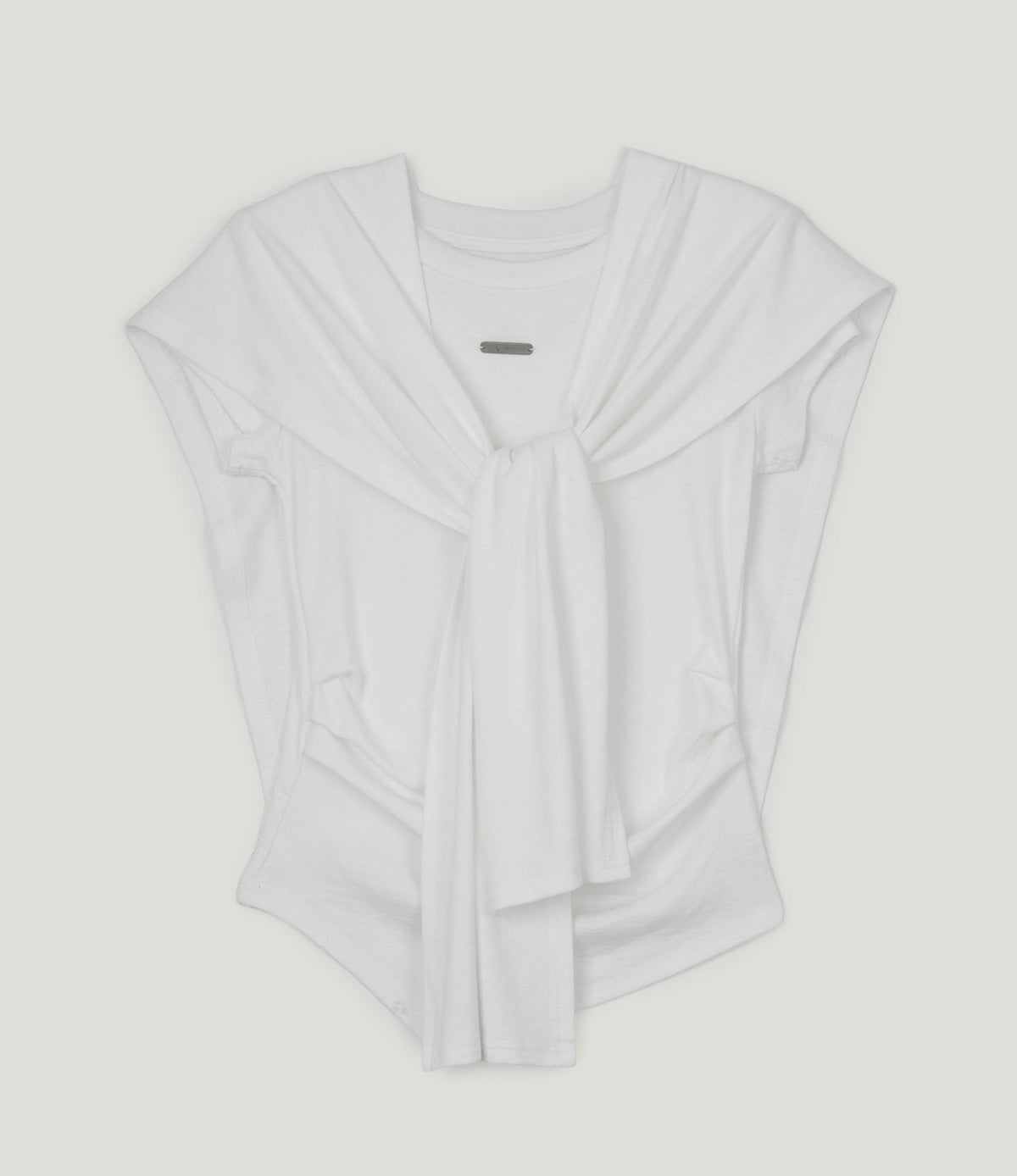 Ento slim shirring short sleeve t-shirt (muffler set)