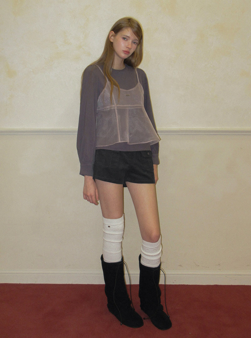 TWEE Beel pink see-through organza bustier | Product styling view 5