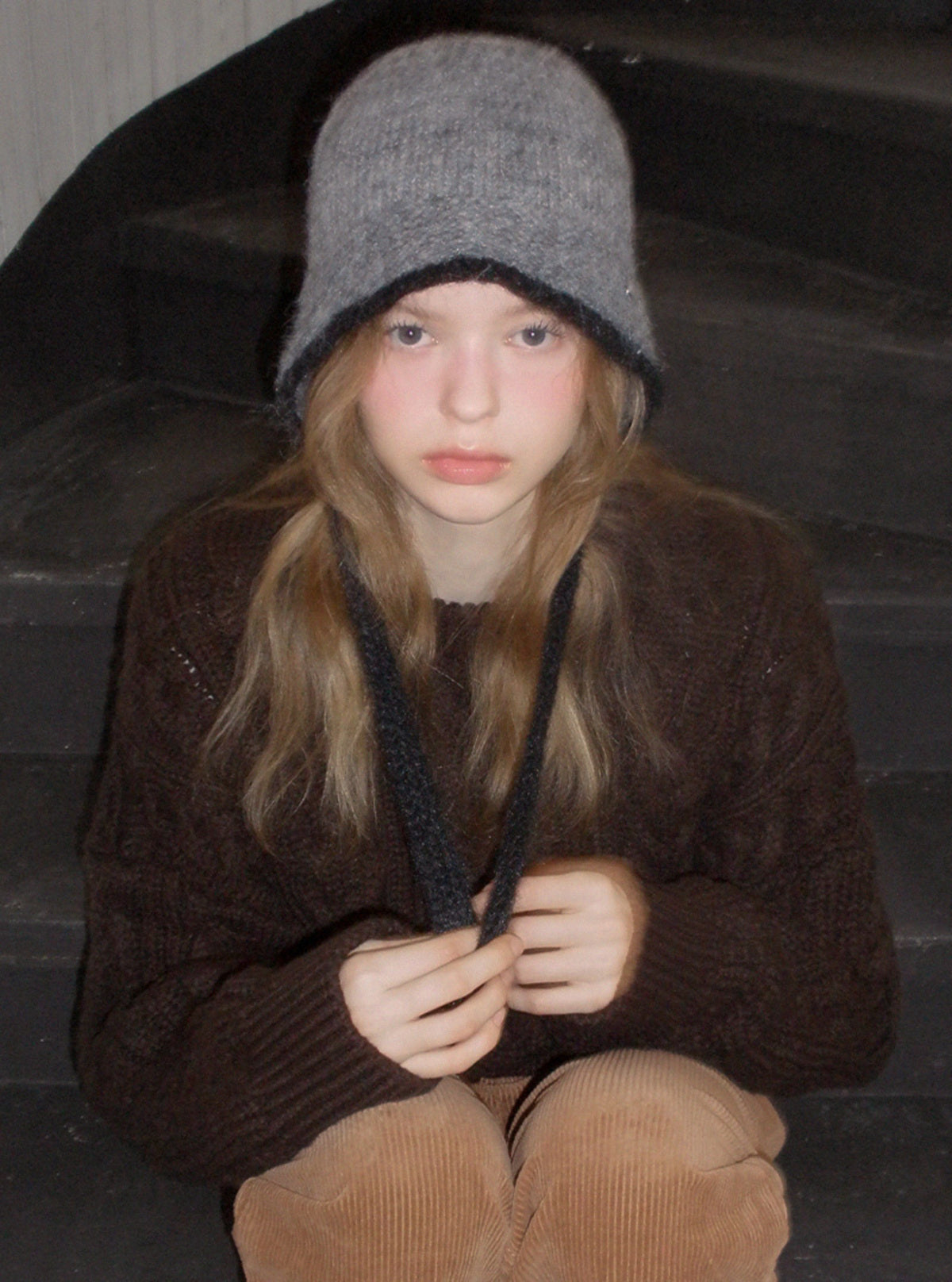 Ruffin Contrast Knit Bonnet Hat