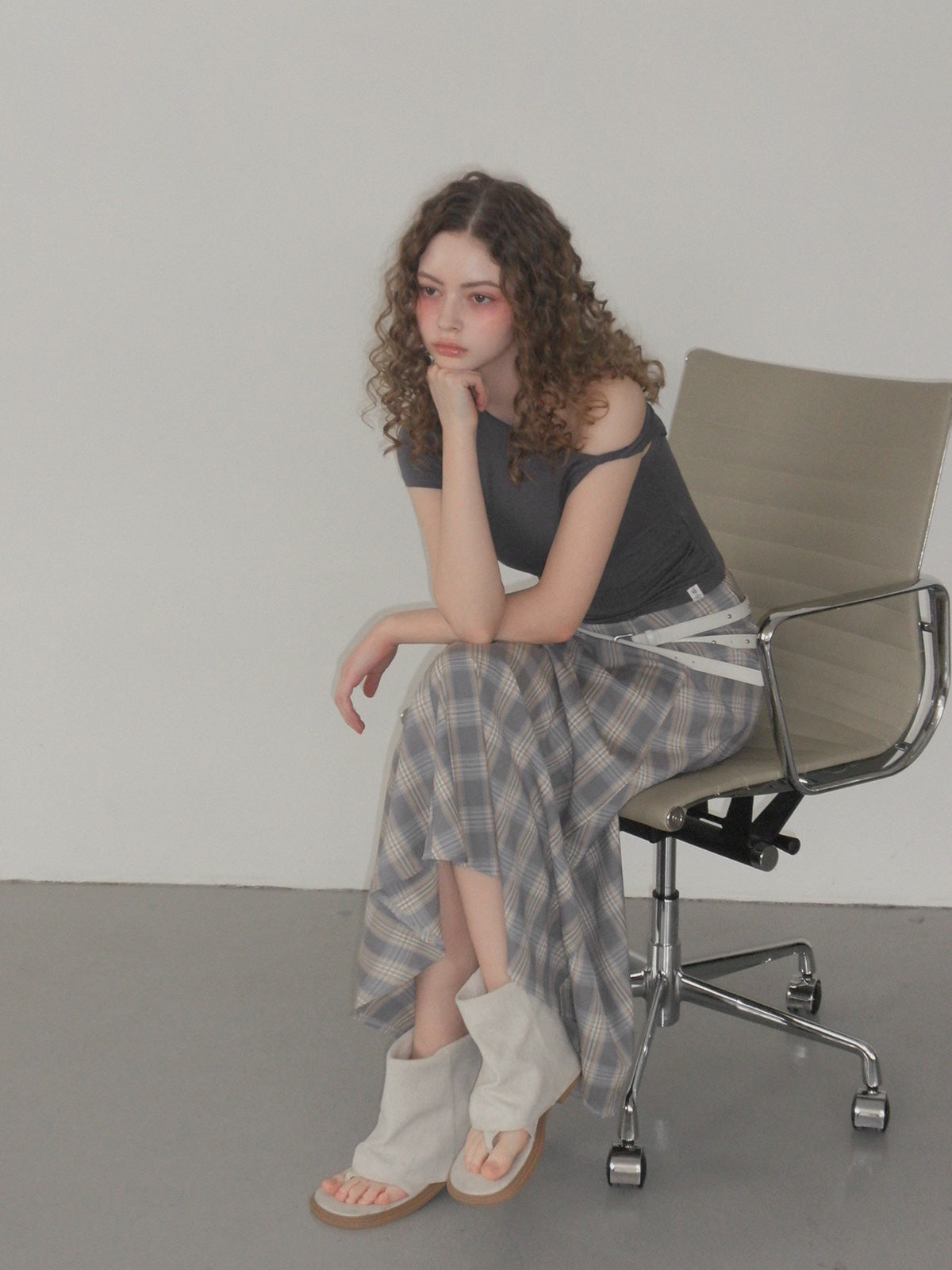 Fitz Check Maxi Long Skirt