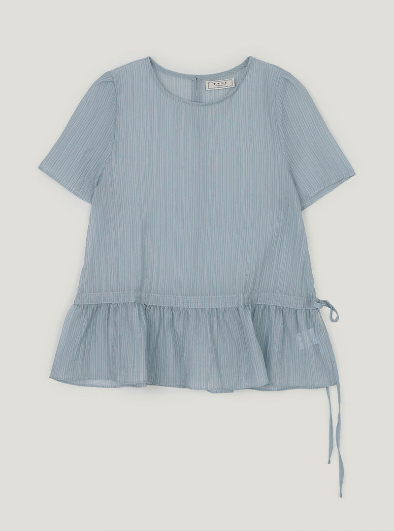Serin pleated string blouse | Sky blue cutout
