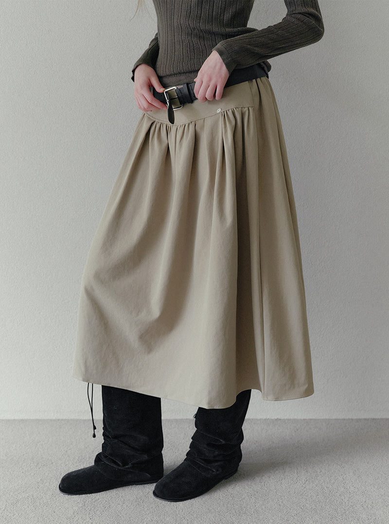 Karen pleated long skirt (belt set) | View 3