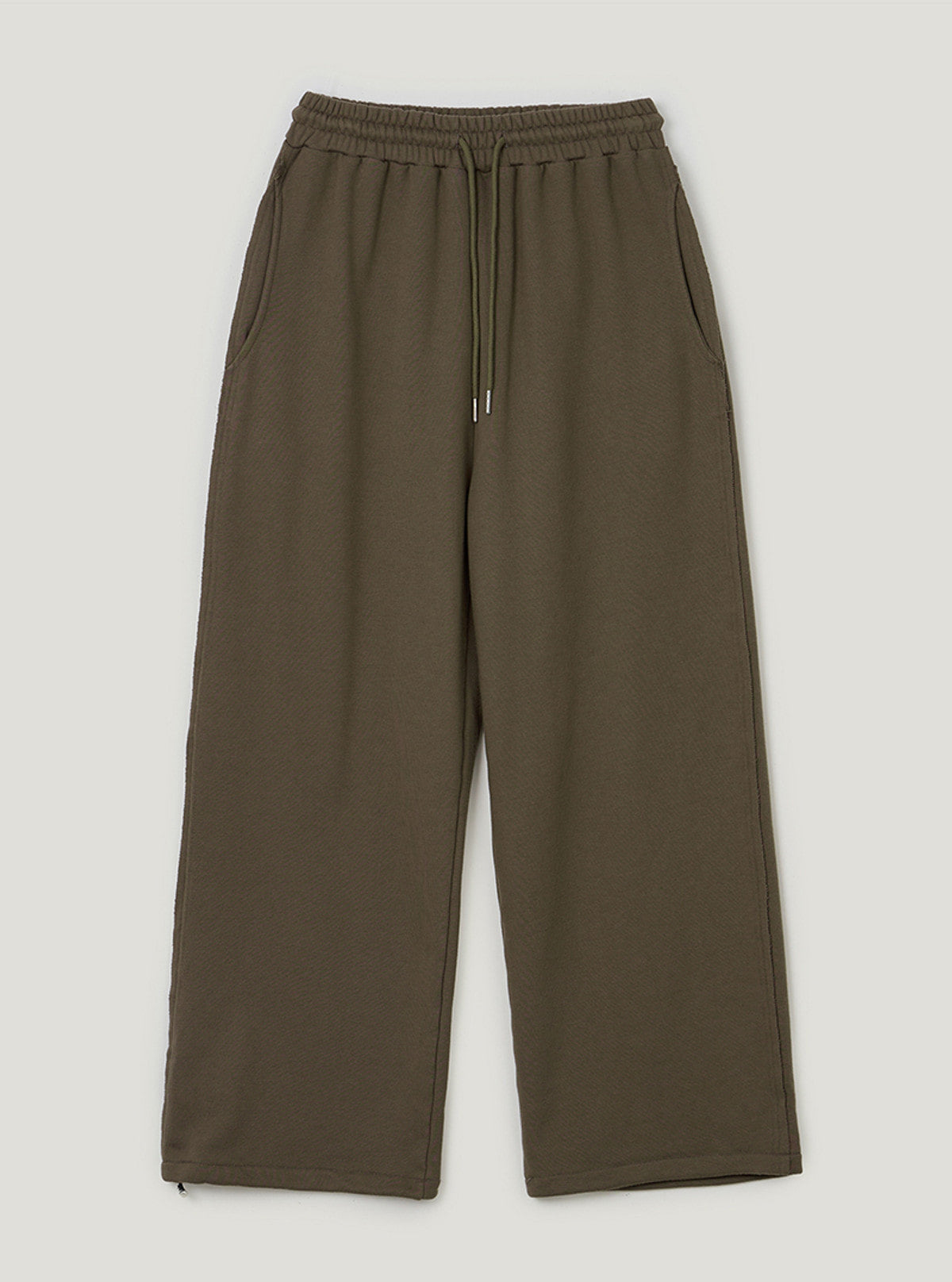 TWEE Reven stud banding long sweatpants | Khaki product-only view