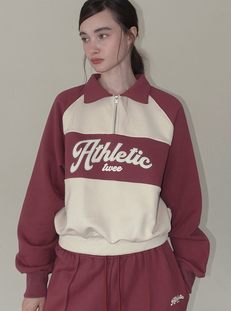 Tad contrast lettering half zip-up sweatshirt | View 5