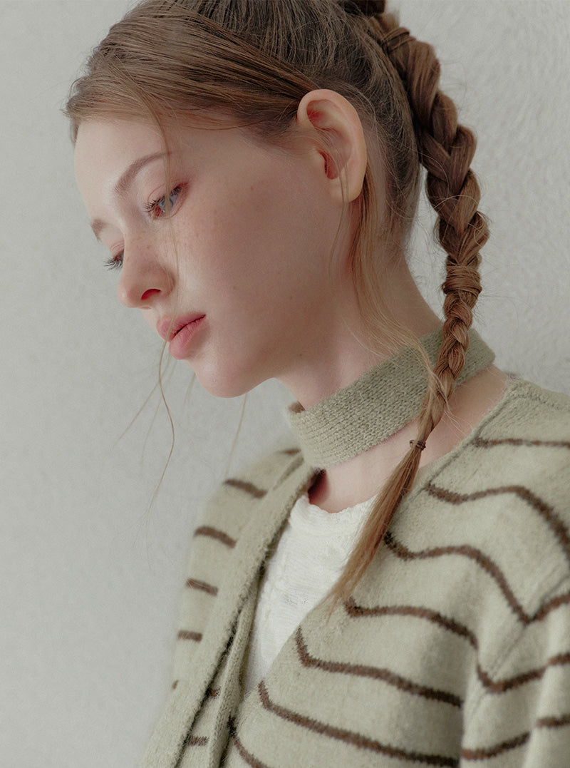 Pelia stripe knit long sleeve cardigan (strap set) | View 5