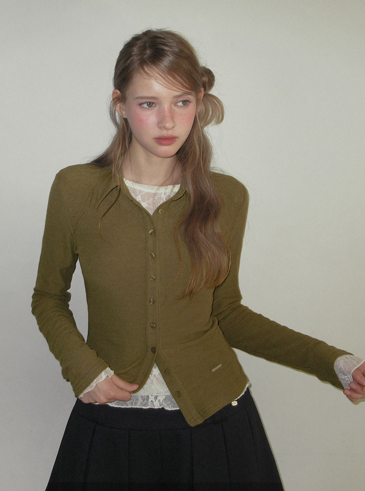 TWEE Toel basic collar long sleeve T-shirt | Main product image