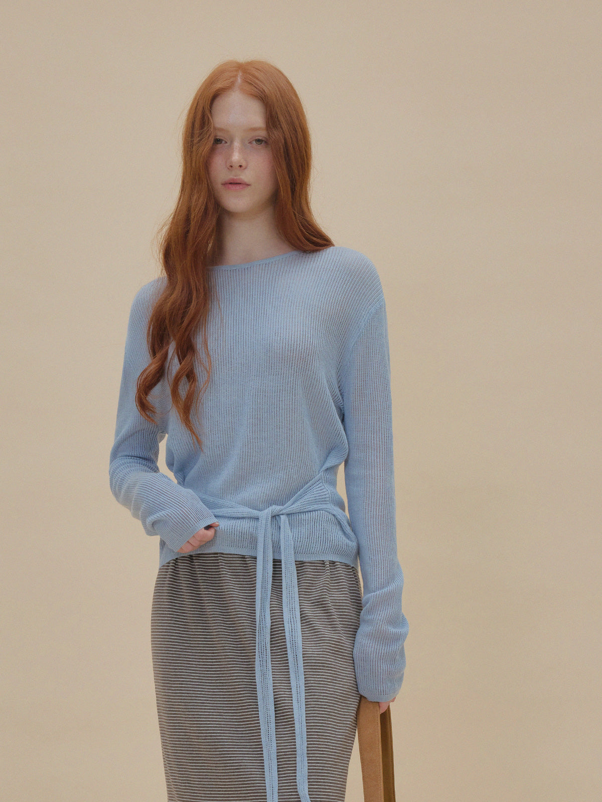 [TWEE:B] Tuna eyelet strap long-sleeve knit