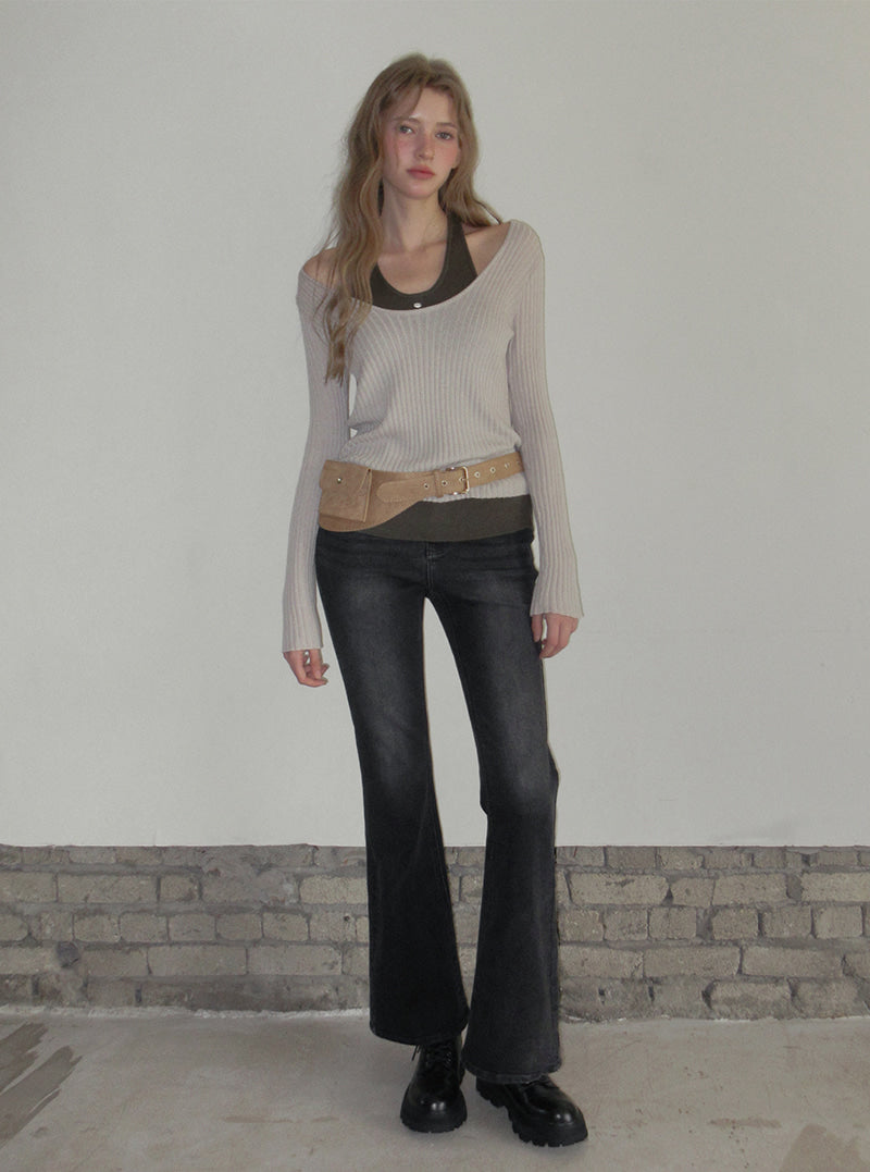 TWEE Besit halter layered long sleeve knit | Product styling view 4