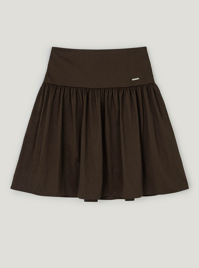 Ponit pleated midi skirt | Brown cutout